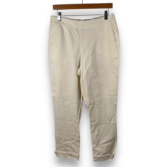 Isaac Mizrahi Cream Stretch Snap Hem Ankle Pants 10 - Picture 3 of 10